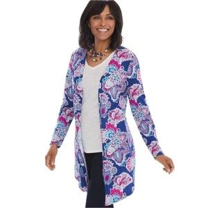 NWT Chicos Outline Floral Open Cardigan XL 16